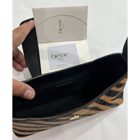 Elleme Paris Zebra Print Shoulder Bag in Black and Tan, - Picture 4 of 5